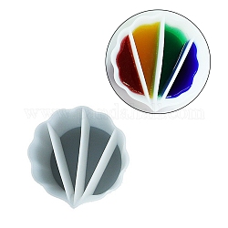 Vaso dividido reutilizable para verter pintura., vasos de silicona para mezclar resina, 4 divisores, flor, blanco, 8.5x8.7x5.5 cm, diámetro interior: 6.5x1.9 cm, 7.5x2.6 cm