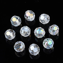 Galvanoplastie perles acryliques transparentes, couleur ab , facette, ronde, clair, 7.5x8mm, Trou: 1.6mm, environ 2480 pcs/500 g