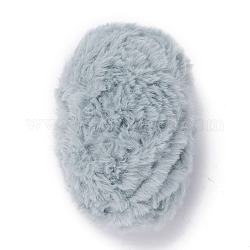 Fils de polyester et de nylon, laine de vison imitation fourrure, pour le tricot de bricolage manteau doux écharpe, bleu acier clair, 4.5mm