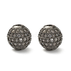 Perles rondes de couleur claire de zircone cubique CZ de grade AAA de micro pave, Sans cadmium & sans nickel & sans plomb, gunmetal, 8mm, Trou: 1.7mm