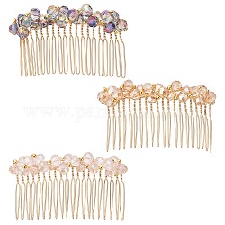 CRASPIRE Bride Wedding Glass Hair Side Comb Colorful Crystal Bridal Hair Combs 3 Colors Crystal Hair Pieces Daily Hair Accessories for Women