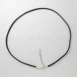 Coconut Brown Faux Suede Necklace Cord Making, with Platinum Color Iron Lobster Clasps and Iron Chains, 17.7 inch