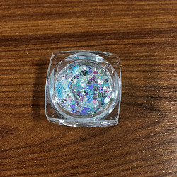Shiny Nail Art Decoration Accessories, with Glitter Powder and Sequins, DIY Sparkly Paillette Tips Nail, Light Sky Blue, 1~3.5x1~3.5mm, about 0.8g/box