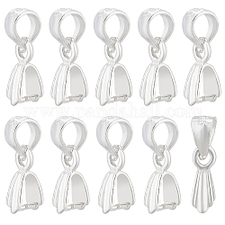 BENECREAT 10Pcs 925 Sterling Silver Ice Pick Pinch Bails, Silver, 7.5x2mm, Hole: 3.5mm, Pin: 0.8mm