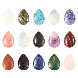 15 cabujones de piedras preciosas naturales y sintéticas de 15 estilos., lágrima, 25x18x7mm, 1pc / estilo