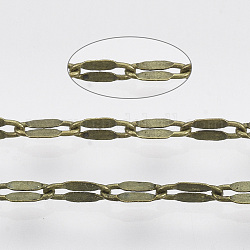 Messingketten, Kabelketten, gelötet, mit Spule, Flachoval, Antik Bronze, 5.2x2.2x0.2 mm, ca. 39.37 Fuß (12m)/Rolle