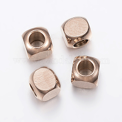 Placcatura ionica (ip) 304 perline in acciaio inossidabile, cubo, oro roso, 5x5x5mm, Foro: 3 mm