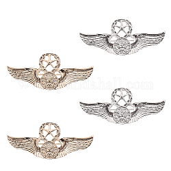 CHGCRAFT 4Pcs 2 Colors Alloy Eagle Wing with Star Brooch, Badge for Backpack Clothes, Platinum & Light Gold, 24x57x6mm, Pin: 0.8mm, 2pcs/color