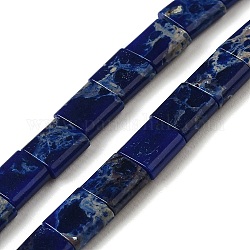 Fili di perle di diaspro imperiale sintetico, 2-foro, rettangolo, blu scuro, 5.5~6x5x2.5mm, Foro: 0.9 mm, circa 69~70pcs/filo, 15.12~15.2 pollice (38.4~38.6 cm)