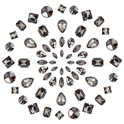 Gorgecraft coser rhinestone, Enlaces multifilares, Diamantes de imitación de cristal, con ajustes de puntas de latón, accesorios de prendas de vestir, facetados, formas mixtas, gris, 8~18x4~13x4~7.5mm, agujero: 0.8~1 mm, 100 unidades / caja