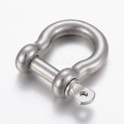 304 Edelstahl-D-Ring-Ankerschäkelverschlüsse, Edelstahl Farbe, 30x29 mm, Bohrung: 2 mm, Innendurchmesser: 18x13.5 mm