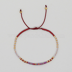 Geflochtene Perlenarmbänder aus Glassamen, verstellbare Armband, lila, 11 Zoll (28 cm)