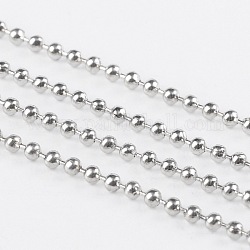 Iron Ball Bead Chains, Soldered, Platinum Color, with Spool, Bead: 1.5mm, about 328.08 Feet(100m)/roll