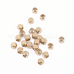 Brass Spacer Beads, Nickel Free, Cube, Raw(Unplated), 4x4mm, Hole: 2.5mm
