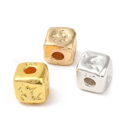 Brass Beads, Long-Lasting Plated, Cube, Mixed Color, 6x6x6mm, Hole: 2.5mm