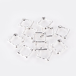 Tibetan Silver Bead Frame, Lead Free and Cadmium Free, Rhombus, Antique Silver, about 16mm long, 16mm wide, 2mm thick, hole: 1mm