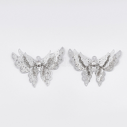 Латунные подвески, с кристально горный хрусталь, бабочка, платина, 26x34.5x8.5 мм, отверстие : 1 мм