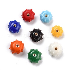 Perles vernissées manuelles, oursin, couleur mixte, 7~9x12~15mm, Trou: 1.8~2.5mm