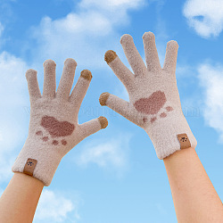 Бархатные перчатки с полными пальцами, милые женские зимние теплые перчатки, прекрасные ветрозащитные перчатки, отпечаток лапы, 204 мм