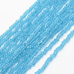 Transparente Glasperlen Stränge, facettiert, Rondell, Licht Himmel blau, 2.5x1.5 mm, Bohrung: 0.5 mm, ca. 197~201 Stk. / Strang, 12.9 Zoll (33 cm)