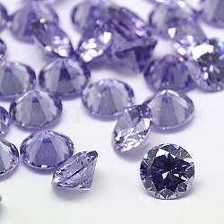 Cubic Zirconia Cabochons, Grade A, Faceted, Diamond, Lilac, 10x5.5mm