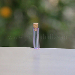 Mini High Borosilicate Glass Bottle Bead Containers, Wishing Bottle, with Cork Stopper, Column, Medium Purple, 0.8x3cm