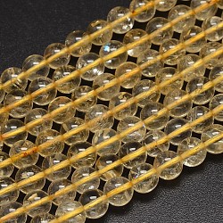 Rondes citrine naturelle perles brins, 8mm, Trou: 1 mm, Environ 46 pcs/chapelet, 15 pouce