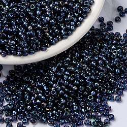 Perles rocailles miyuki rondes, Perles de rocaille japonais, (RR3539) fantaisie doublé bleu han, 8/0, 3mm, Trou: 1mm, à propos 422~455pcs / bouteille, 10 g / bouteille
