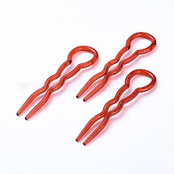 Set di forchette per capelli in plastica, con barrette a forma di u onda, cioccolato, 90.5x21.5x3.5mm