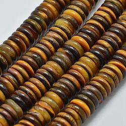 Натуральный тигровый глаз heishi beads strands, Диск / плоские круглые, 10x2~3 мм, отверстие : 1.2 мм, около 128 шт / нитка, 14.76 дюйм