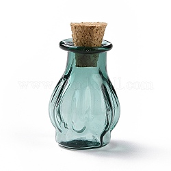 Bottiglie di vetro in miniatura, con tappi di sughero, bottiglie dei desideri vuote, per accessori per la casa delle bambole, creazione di gioielli, verde acqua, 25x14mm