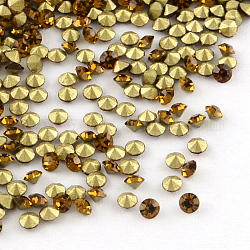Vintage Grade A Glass Pointed Back Chaton Rhinestones, Back Plated, Diamond, Coffee, 2.0~2.1mm, about 144pcs/gross