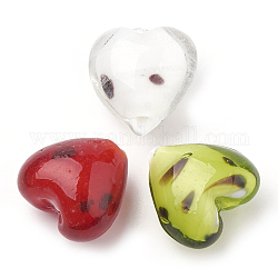 Abalorios de colores vario hechos a mano, corazón, color mezclado, 20~21x20~20.5x13.5~14.5mm, agujero: 1.5 mm