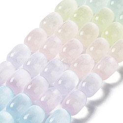 Brins de perles de sélénite naturelles, teinte, perles tambour couleur macaron, colorées, 8x12mm, Trou: 1mm, Environ 32 pcs/chapelet, 14.96~15.35'' (38~39 cm)