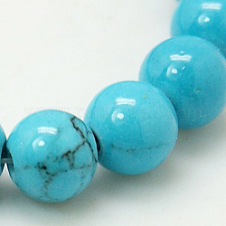 Natur Mashan Jade runde Perlen Stränge, gefärbt, Deep-Sky-blau, 10 mm, Bohrung: 1 mm, ca. 41 Stk. / Strang, 15.7 Zoll