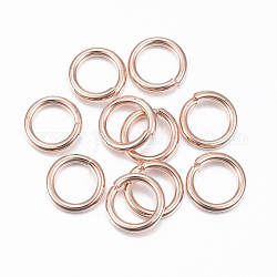 304 anelli di salto in acciaio inox, anelli di salto aperti, oro roso, 8x1.2mm, diametro interno: 6mm