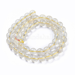 Limone naturale perle di quarzo fili, tondo, 8mm, Foro: 1.2 mm, circa 47~50pcs/filo, 15.35 pollice (39 cm)