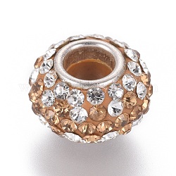 Perles en cristal de style européen, Perles avec un grand trou   , en argent 925 à double cœur, grade AAA, rondelle, 249 _citrine, environ 11 mm de diamètre, épaisseur de 7.5mm, Trou: 4.5mm