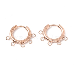 Ионное покрытие (ip) 304 детали для серьги-кольца из нержавеющей стали, с горизонтальными петлями, кольцо, розовое золото , 16x20x2.5 мм, отверстие : 1.8 мм, штифты : 0.9 мм