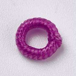 Polyester Cord Beads, Ring, Dark Violet, 6~6.5x1.5mm, Hole: 3mm
