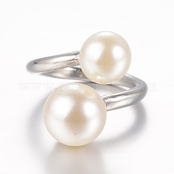 304 anelli in acciaio inox, con l'imitazione perla, formato 8, colore acciaio inossidabile, 18mm