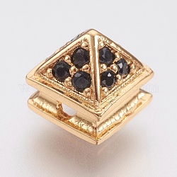 Perles de zircone cubique micro pave en Laiton, sans plomb et sans cadmium, rivet, or, 8x8x8mm, Trou: 1.8mm