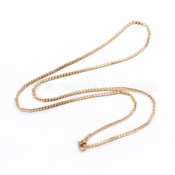 Revestimiento iónico (ip) 304 collares de cadena de acero inoxidable, con cierre de langosta, dorado, 19.7 pulgada (50 cm), 2mm