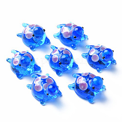 Abalorios de colores vario hechos a mano, tortuga, azul dodger, 19~20x14.5x14.5~15.5mm, agujero: 1.2 mm