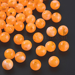 Abalorios de acrílico, de piedras preciosas de imitación, redondo, naranja oscuro, 8mm, agujero: 1.8 mm, aproximamente 2000 unidades / 500 g