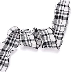 20 Yard Polyester-Rüschenband, plissiertes Tartanband für die Hochzeit, Geschenk, Partydekoration, Schwarz, 1-1/2 Zoll (38 mm), ca. 20.00 Yard (18.29m)/Rolle