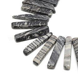 Fili di perline di seta nera naturale / perline di netstone, rettangolo, 20~65x7~15x6~10mm, Foro: 2 mm, circa 30~40pcs/filo, 15.75 pollice (40 cm)