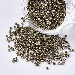 Perline di semi di vetro di grado 11/0, cilindro, dimensione uniforme del seme, colori metallici, verga d'oro scuro, 1.5x1mm, Foro: 0.5 mm, circa 20000pcs/scatola