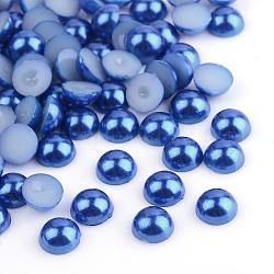 Cabochons en plastique abs, perle d'imitation, demi-rond, bleu marine, 5x2.5mm, environ 5000 pcs / sachet 