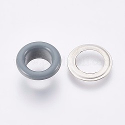 Fornituras de ojal de arandela de hierro, para hacer bolsas, plano y redondo, Platino, gris claro, 8x4.3mm, diámetro interior: 4 mm
